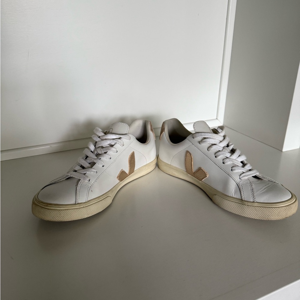 Veja Cream and Tan Sneakers - Picture 9 of 15